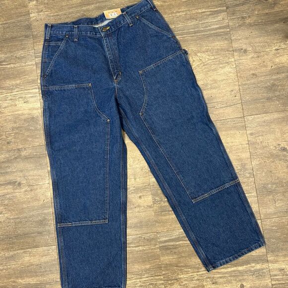 NWT Carhartt Loose Fit Double‎ Front Knee Washed Logger Dungaree Men Size 38x30 - Picture 1 of 11